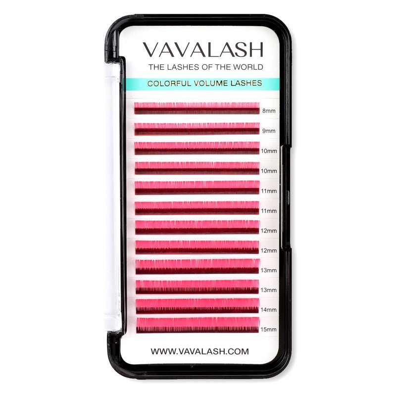Colored Lash Extensions 007mm CC Curl Pink Individual Volume Lashes Extensions 1320 Mix Length Color Eyelash Extensions for Salon Pink 007CC 1320mm